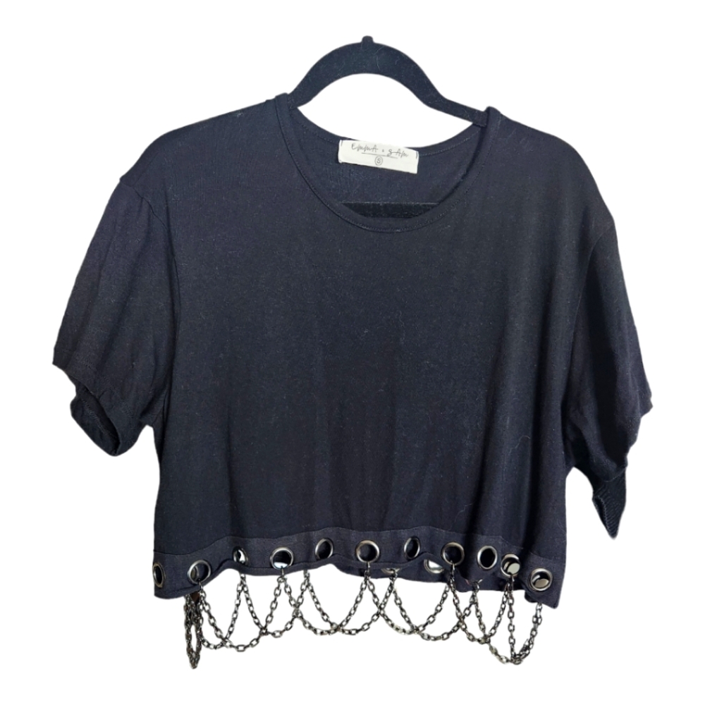 Emma and Sam oversized chain swoop crop tee size s